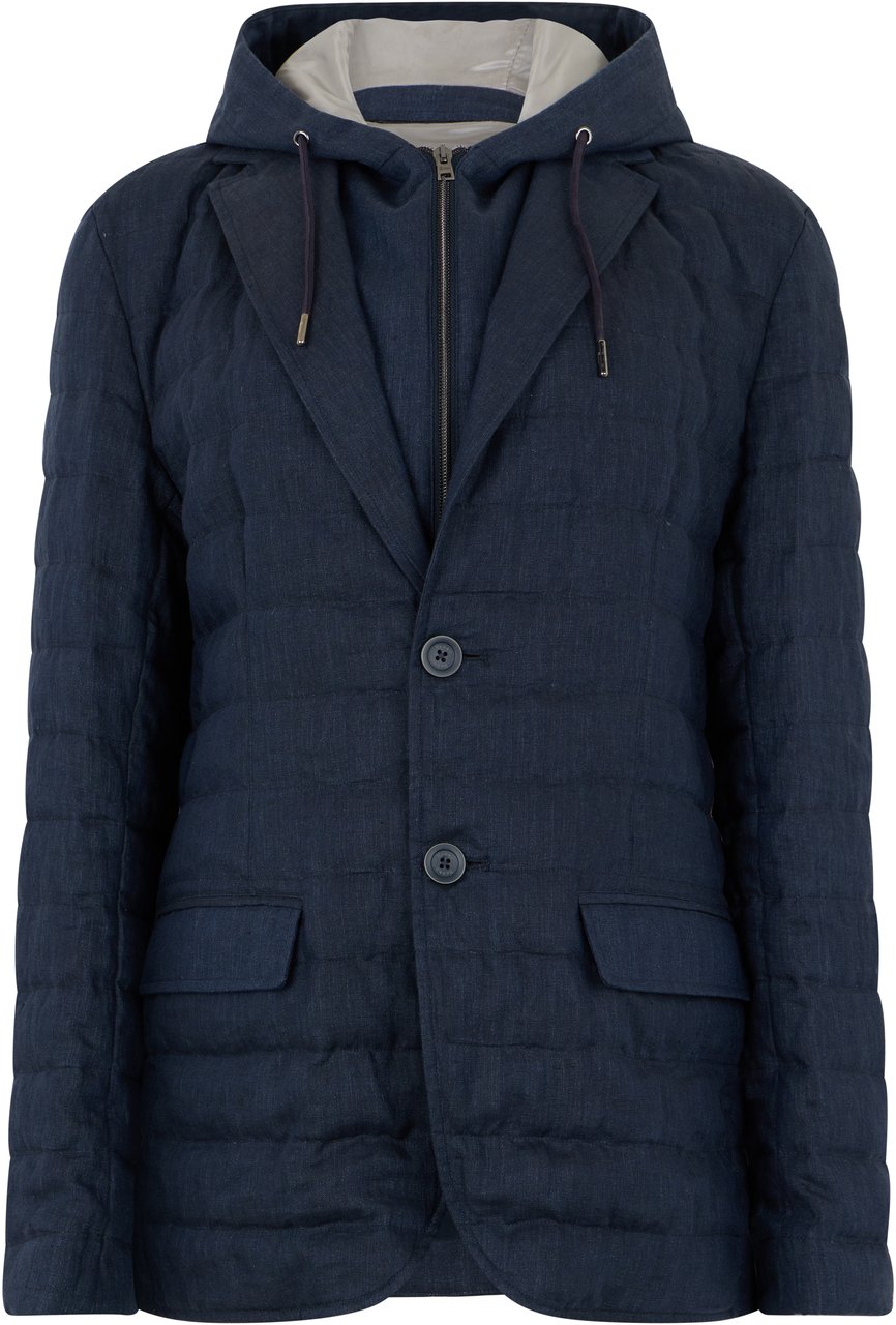 Herno Dark blue winter coat with elegant hood Blauw