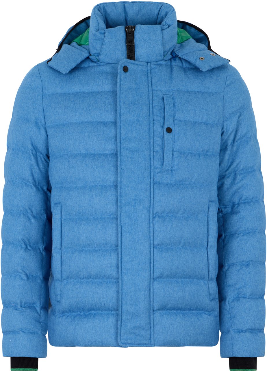Herno Blue padded jacket with modern hood Blauw