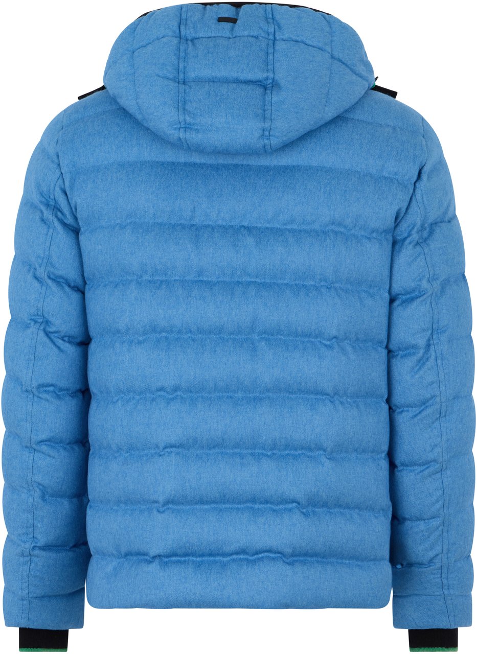 Herno Blue padded jacket with modern hood Blauw