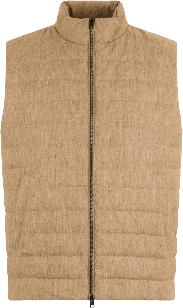 Herno Beige quilted gilet with zip, versatile comfort Neutraal