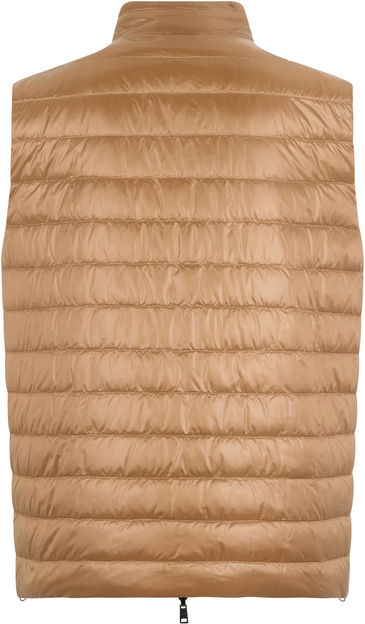 Herno Padded gilet in beige color with zip and high neck Neutraal
