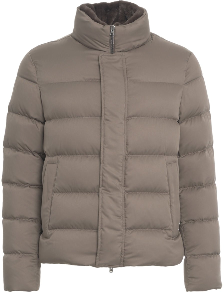 Herno Down jacket with faux fur collar Grijs