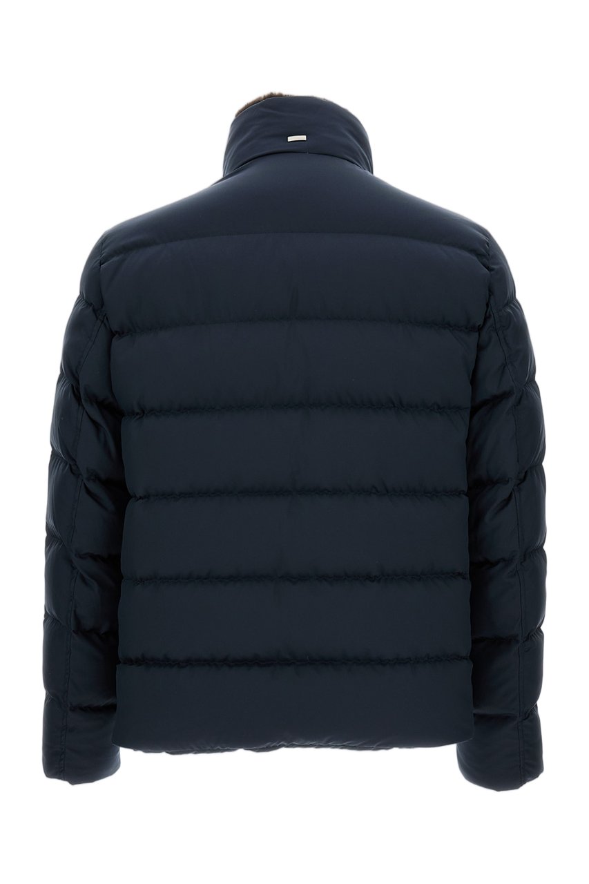 Herno Blue Arendelle Faux Fur Bomber Jacket Blauw