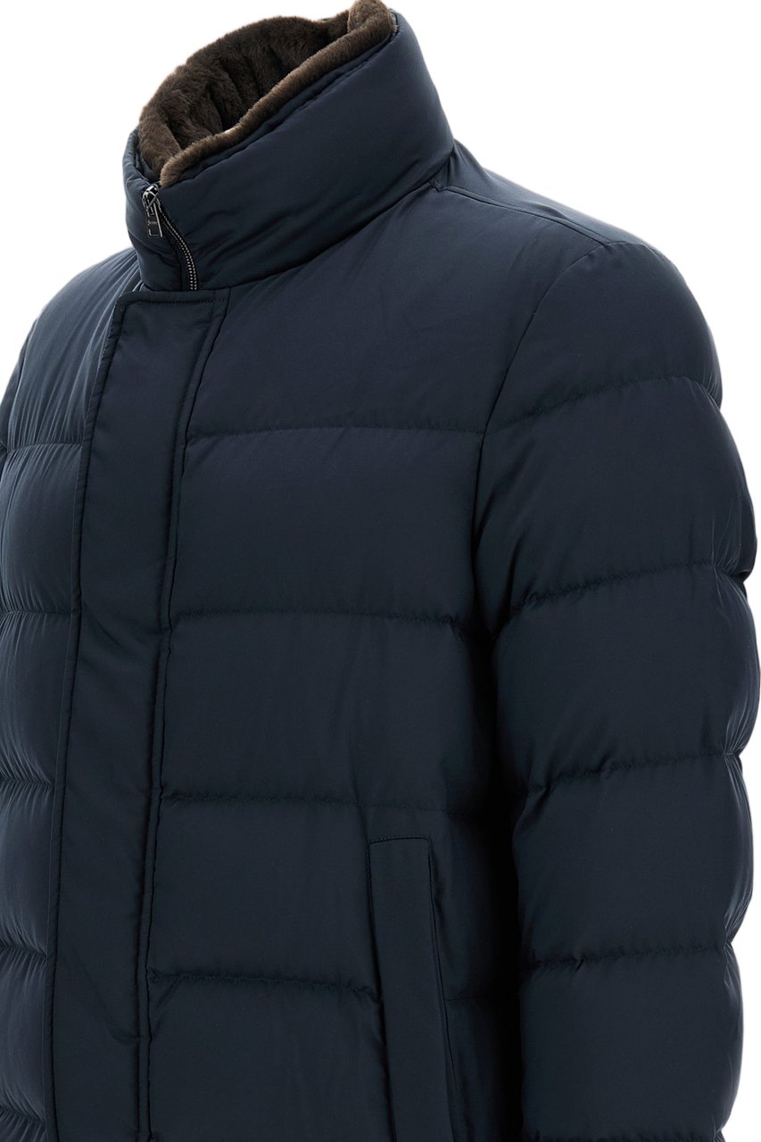 Herno Blue Arendelle Faux Fur Bomber Jacket Blauw