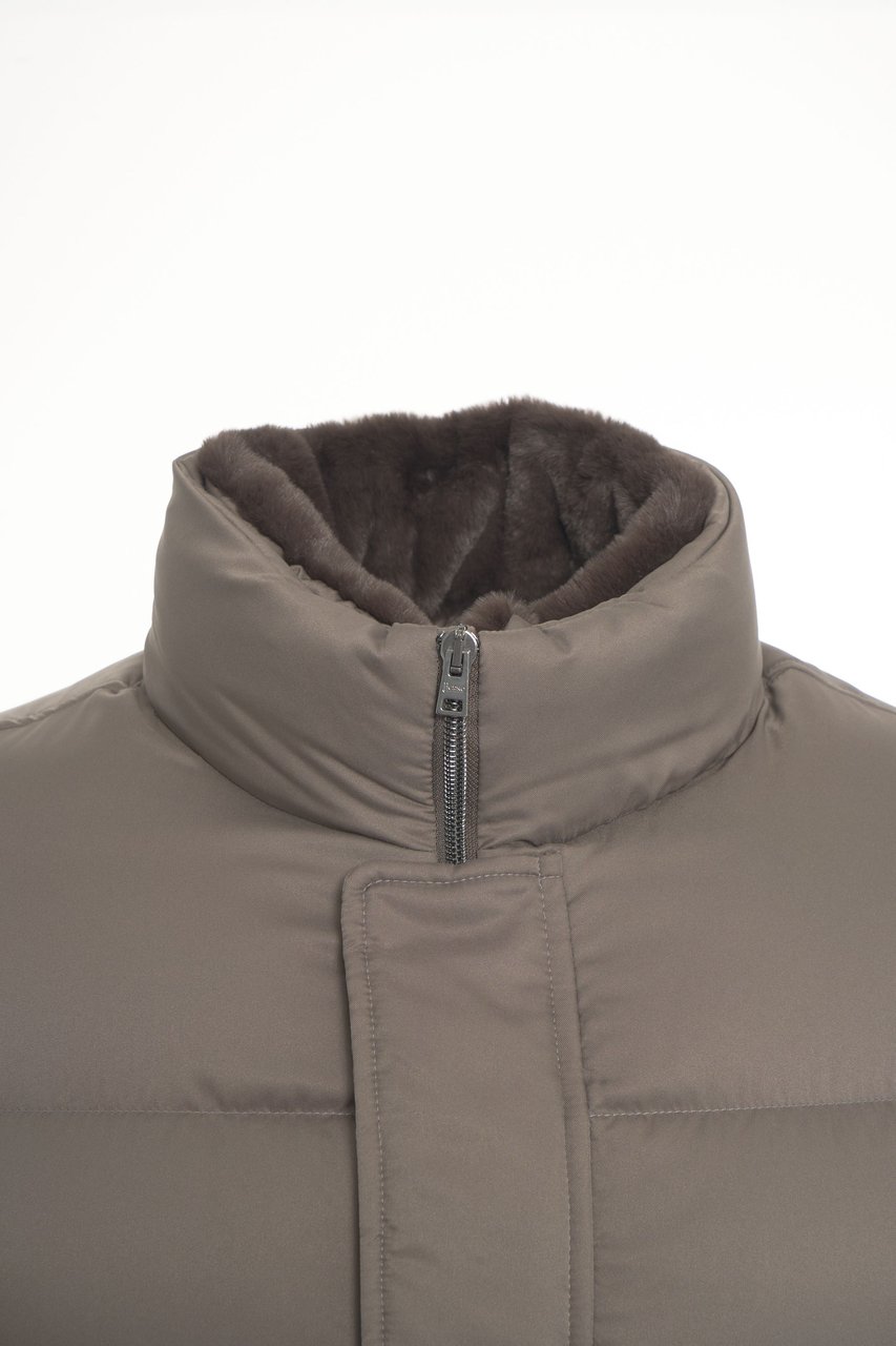Herno Piumino con collo in ecopelliccia Grijs