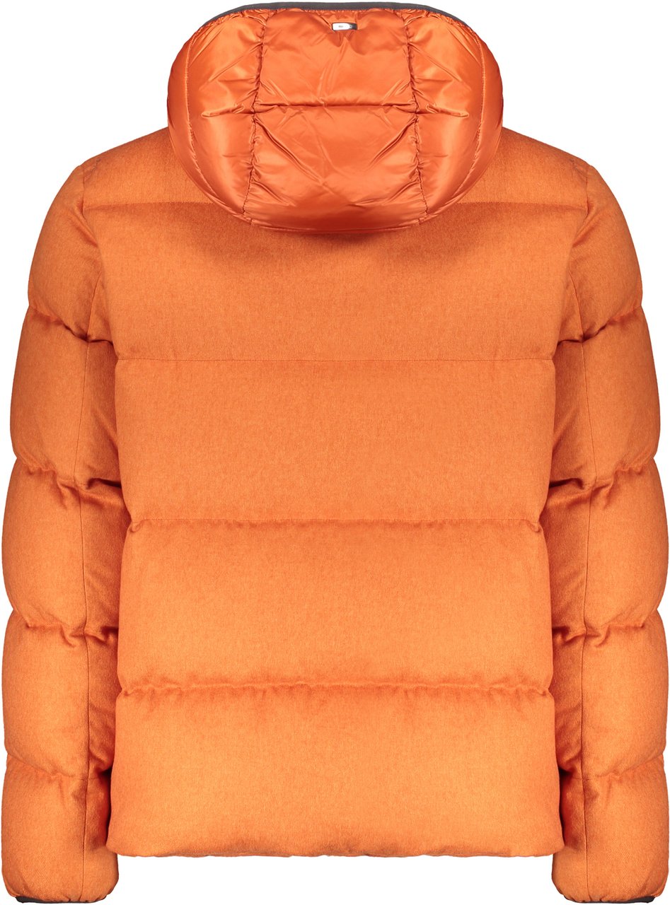 Herno Orange down jacket with hood Oranje