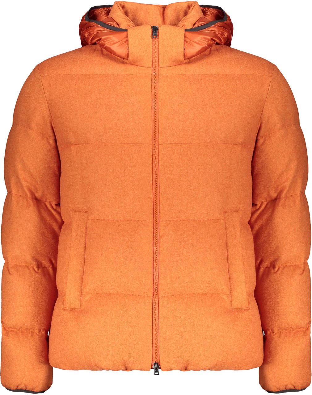 Herno Orange down jacket with hood Oranje