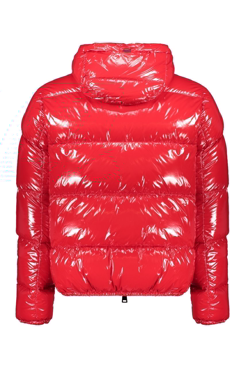Herno Hooded shiny down jacket Rood