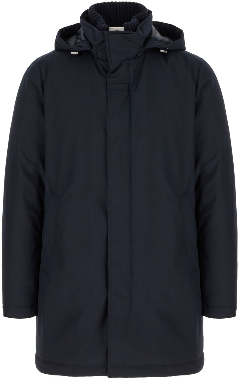 Herno Herno Navy blue polyester blend down jacket Blauw