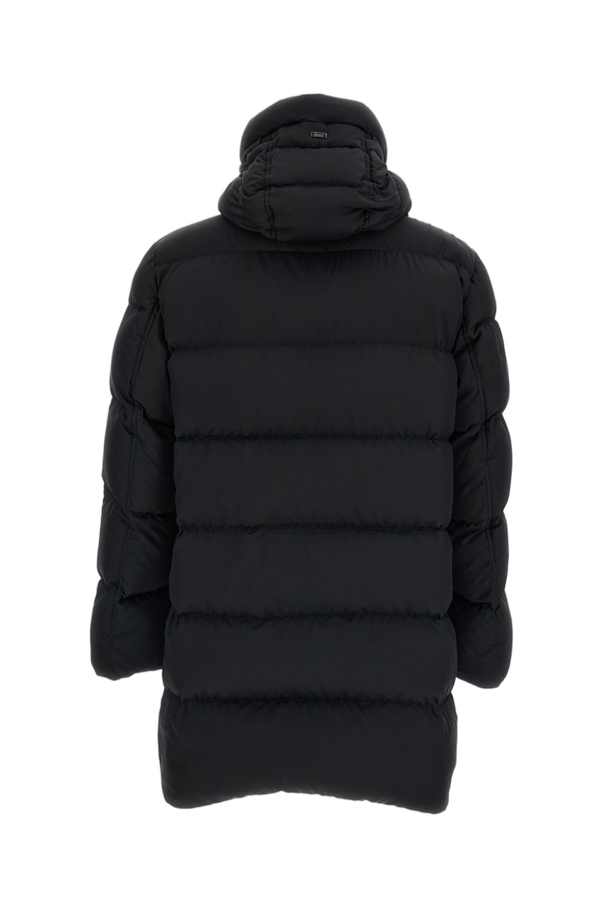 Herno Quilted Hooded Down Jacket With Removable Faux Fur Collar Zwart