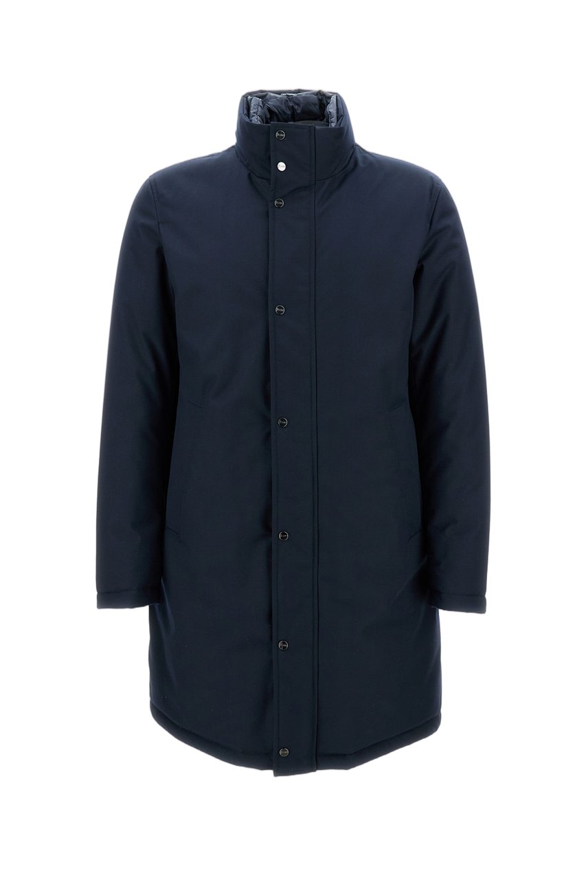 Herno Innovative Coat With Removable Bib And Concealed Closure Blauw
