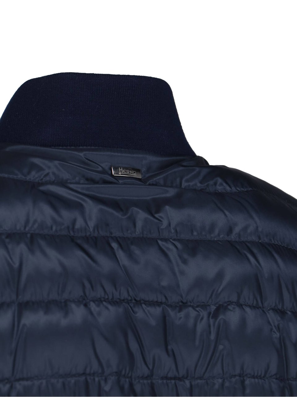 Herno Tailored Black Casual Jacket With High Collar And Seam Detailing Blauw