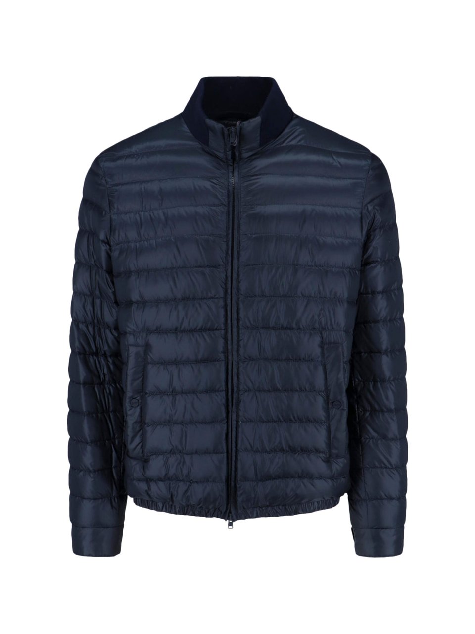 Herno Tailored Black Casual Jacket With High Collar And Seam Detailing Blauw