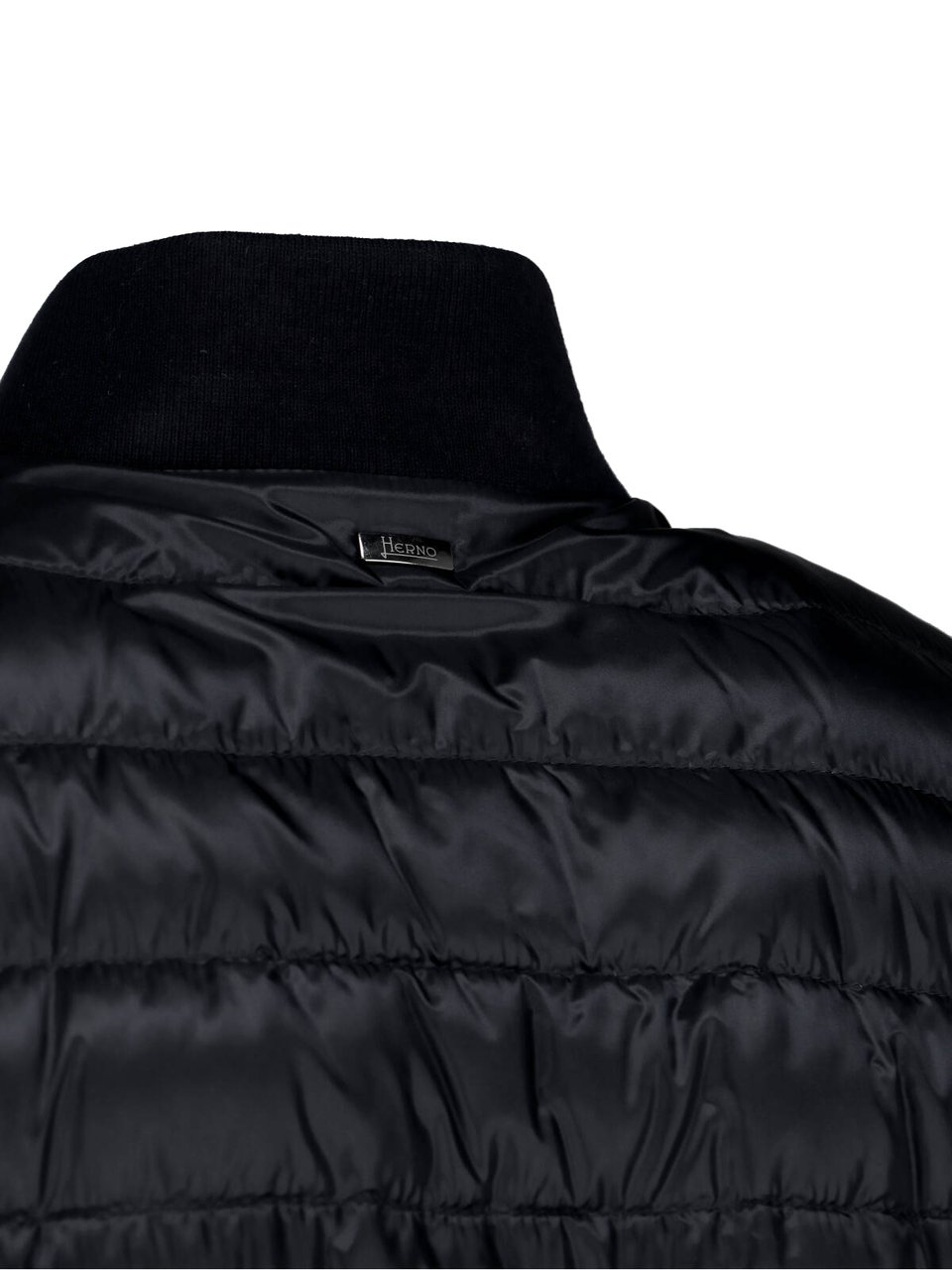 Herno Fitted Jacket With High Collar And Side Pockets Zwart