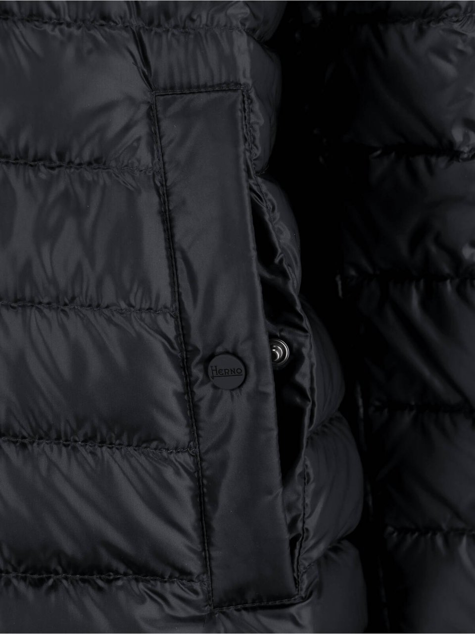Herno Fitted Jacket With High Collar And Side Pockets Zwart