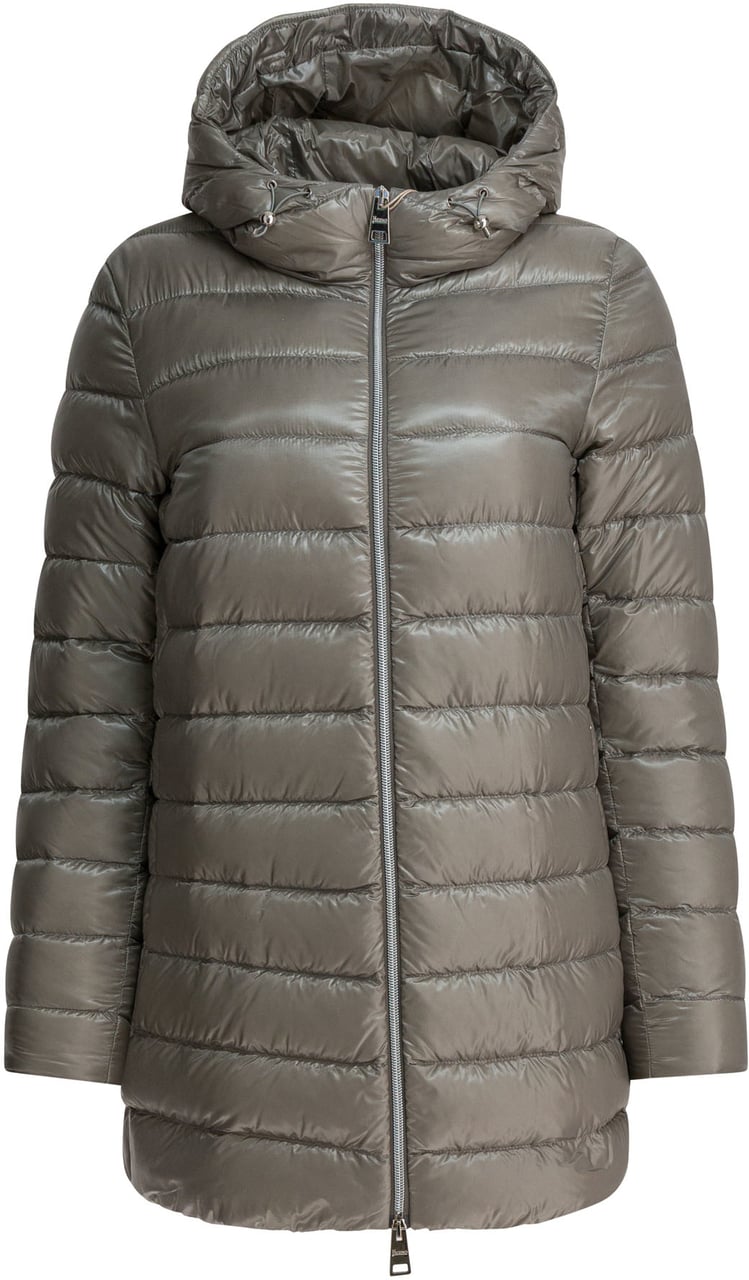 Herno Long "Resort" Down Jacket in Ultralight Nylon Grijs