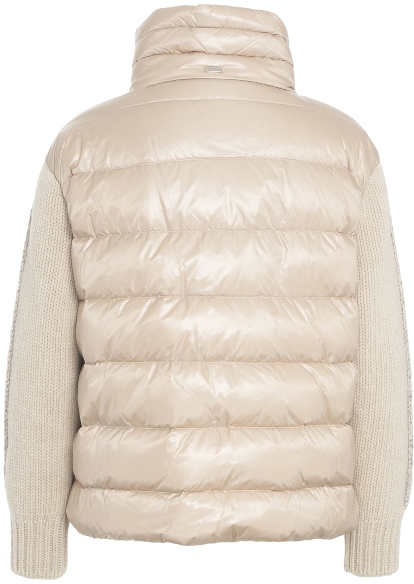 Herno Down jacket with knit sleeves Beige