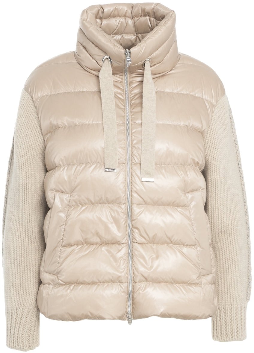 Herno Down jacket with knit sleeves Beige