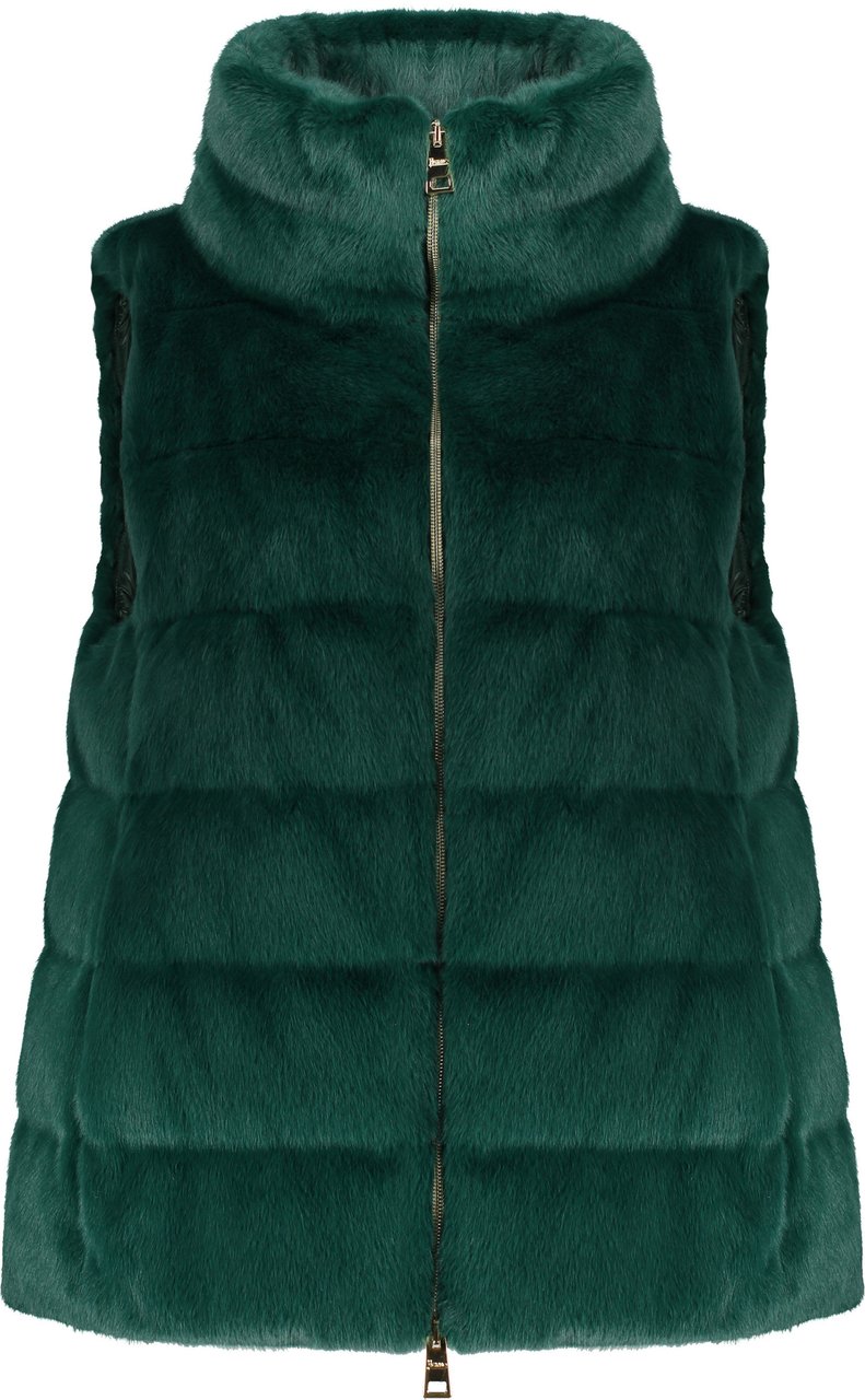 Herno Elegant sleeveless vest in faux fur Groen