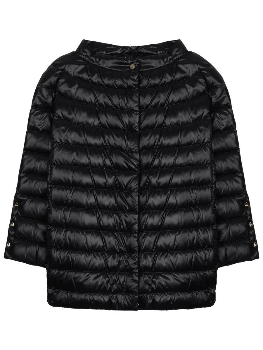 Herno Short Padded Jacket With Horizontal Quilting Zwart