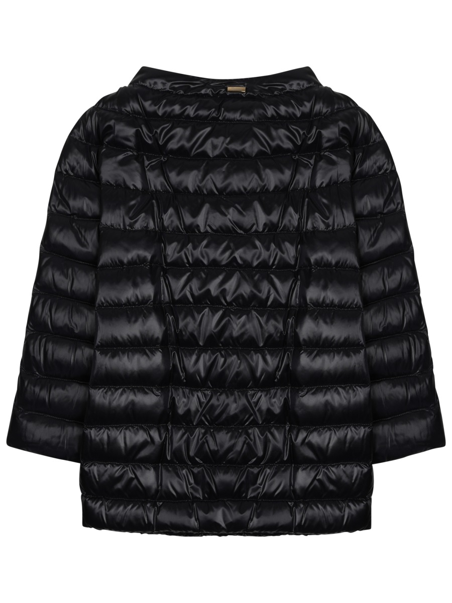 Herno Short Padded Jacket With Horizontal Quilting Zwart