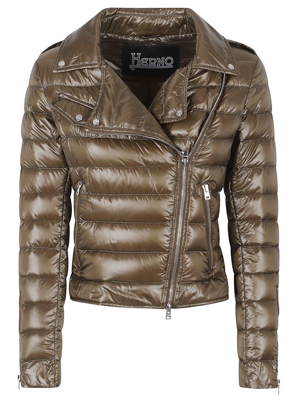 Herno Shiny Quilted Biker Jacket Grijs