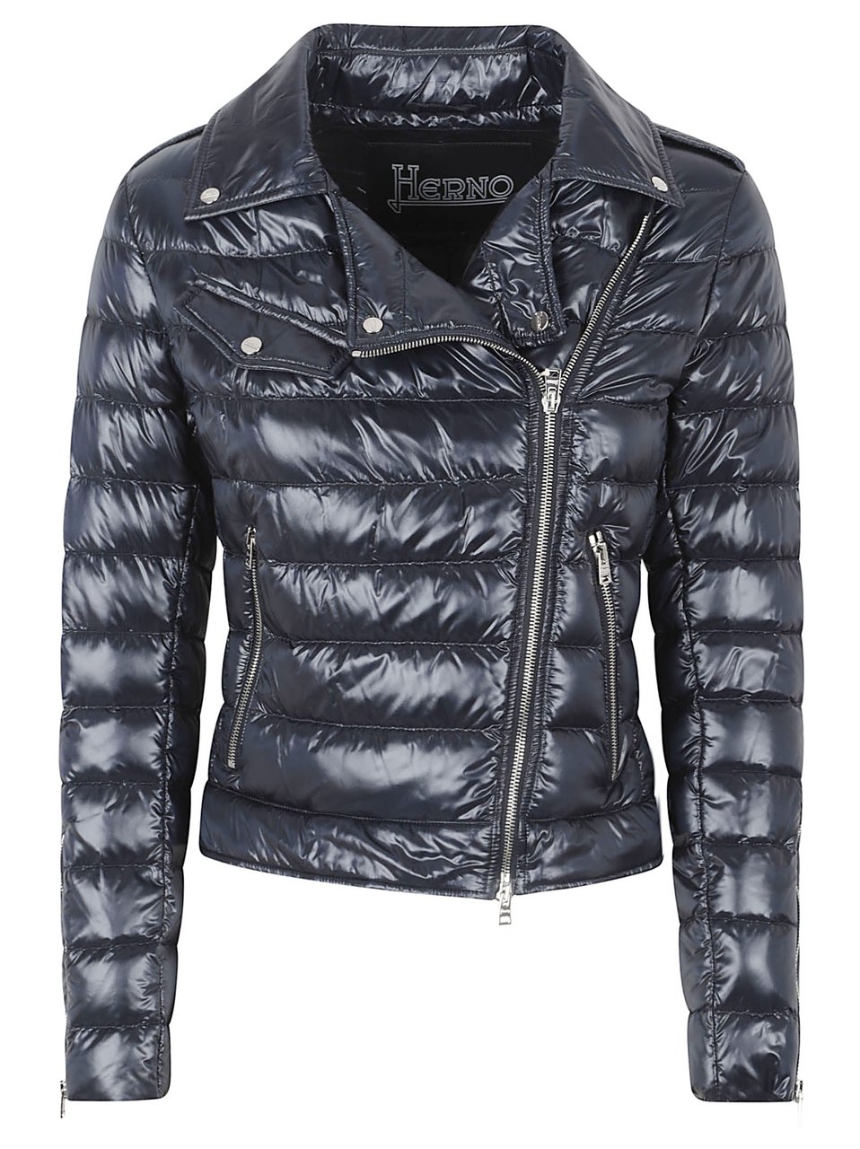 Herno Quilted Biker Jacket With Classic Collar Grijs
