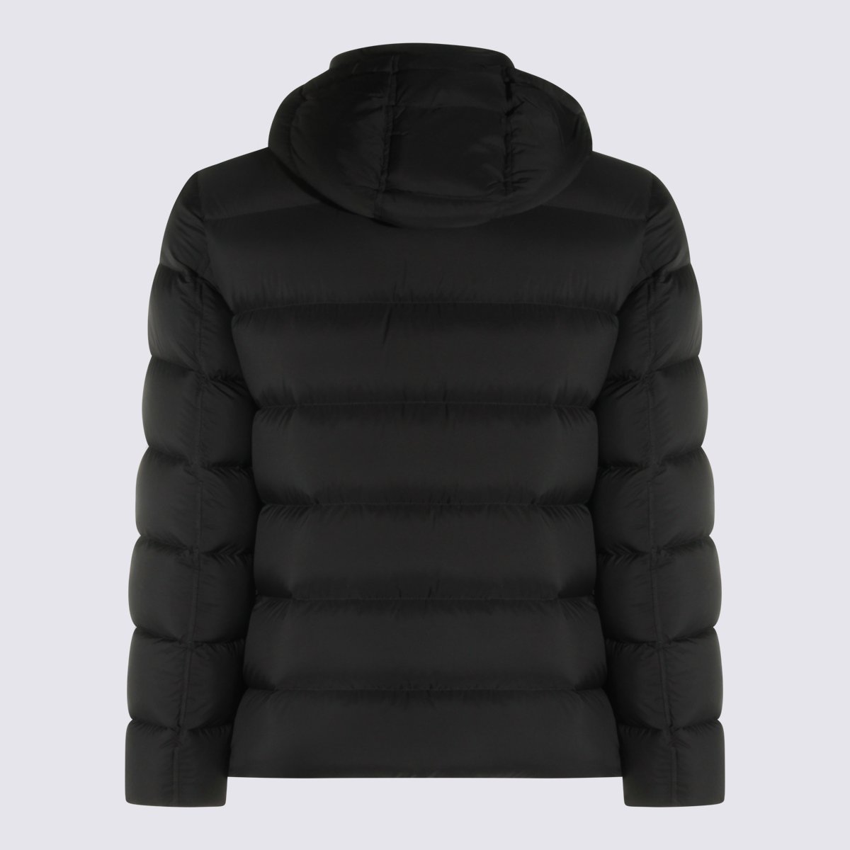Herno Horizontal Quilted Black Puffer Jacket With Detachable Hood Zwart