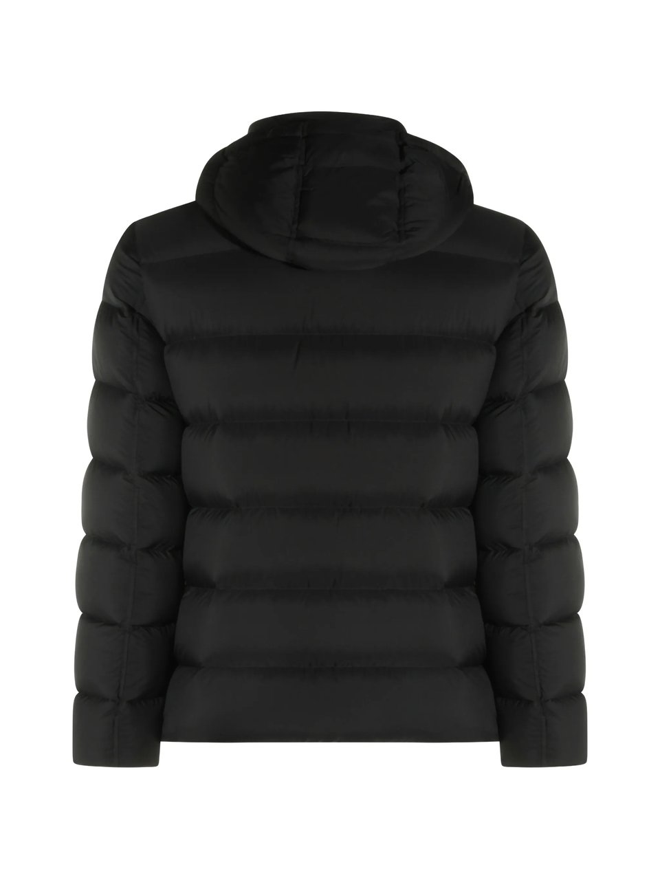 Herno Black Puffer Jacket With Horizontal Quilted Padding And Detachable Hood Zwart