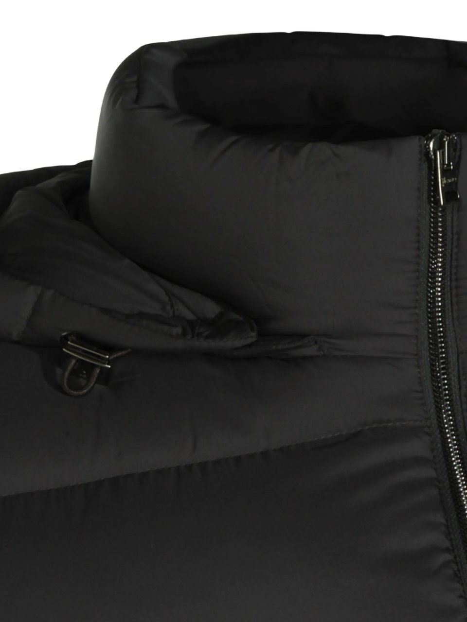 Herno Black Puffer Jacket With Horizontal Quilted Padding And Detachable Hood Zwart