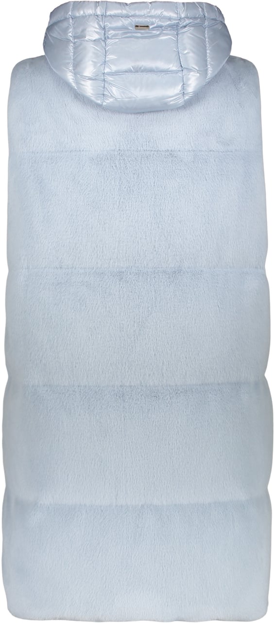 Herno Sleeveless down jacket in faux fur Lichtblauw