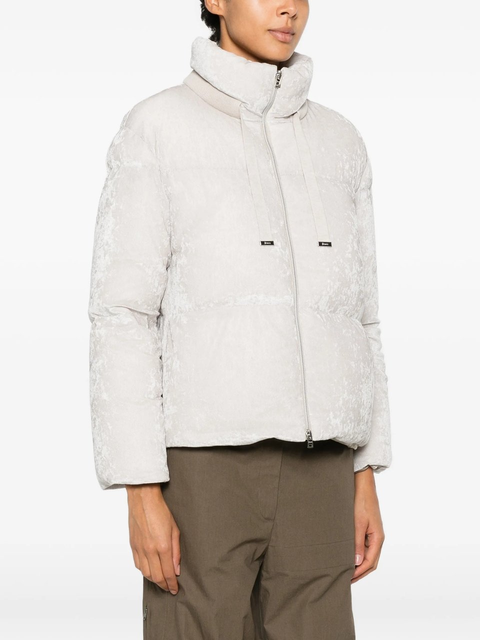 Herno Textured Pattern Boxy Silhouette Down Jacket Wit