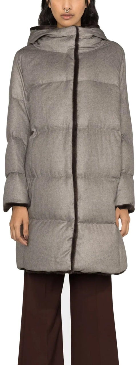 Herno HERNO Faux Fur Trim Padded Coat Beige