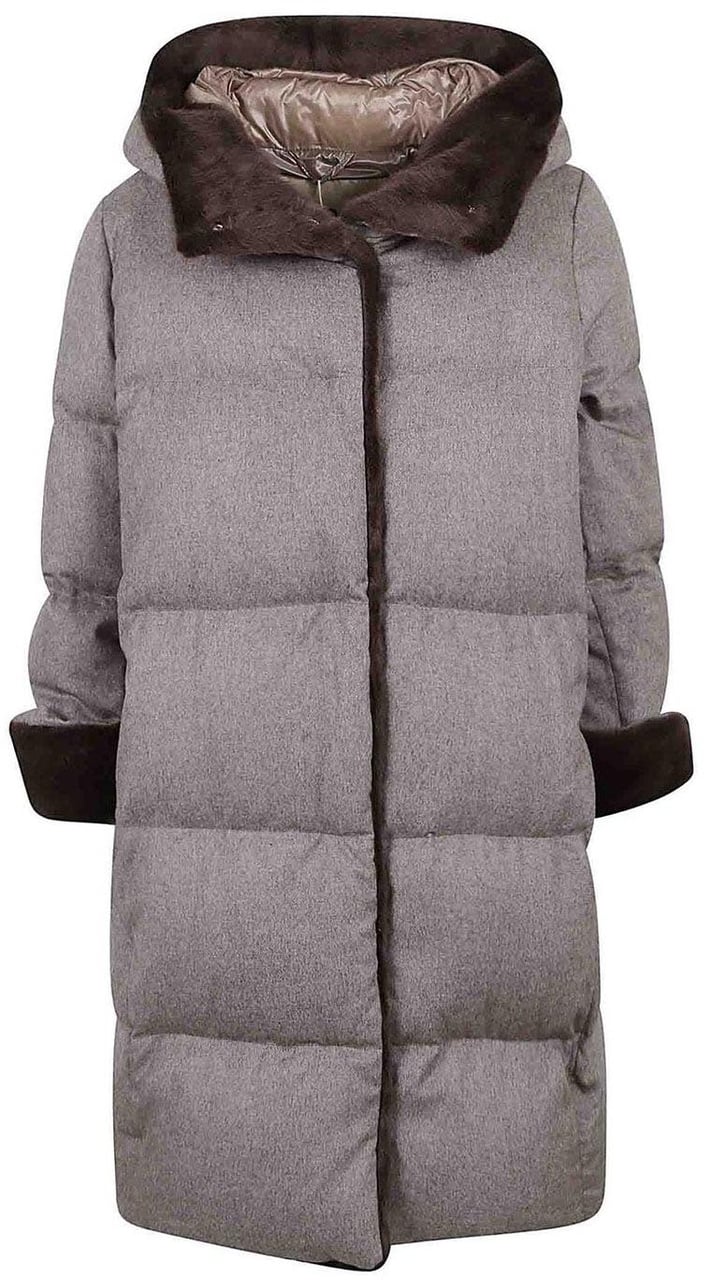 Herno HERNO Faux Fur Trim Padded Coat Beige