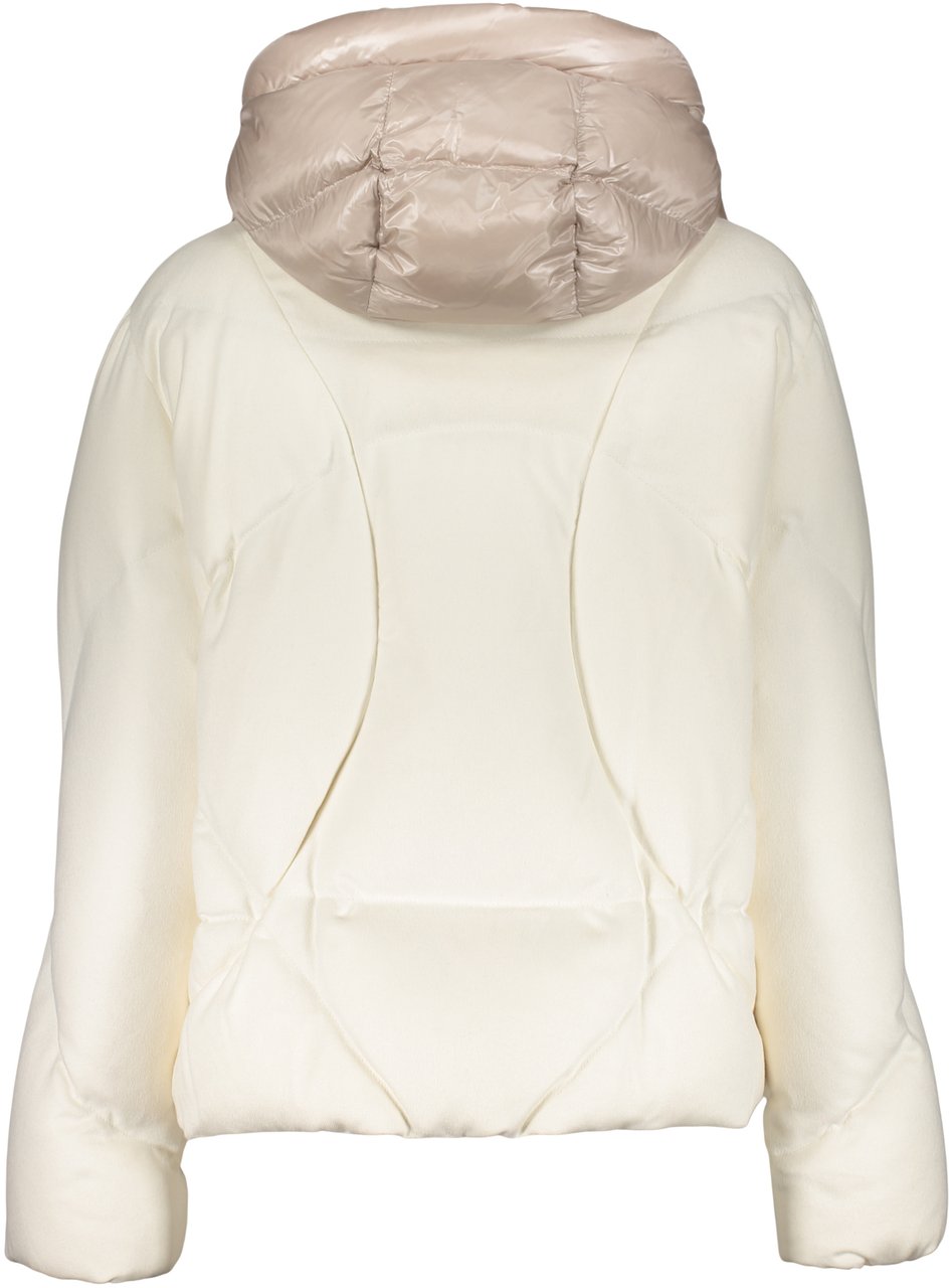 Herno Short down jacket with removable hood scarf Wit