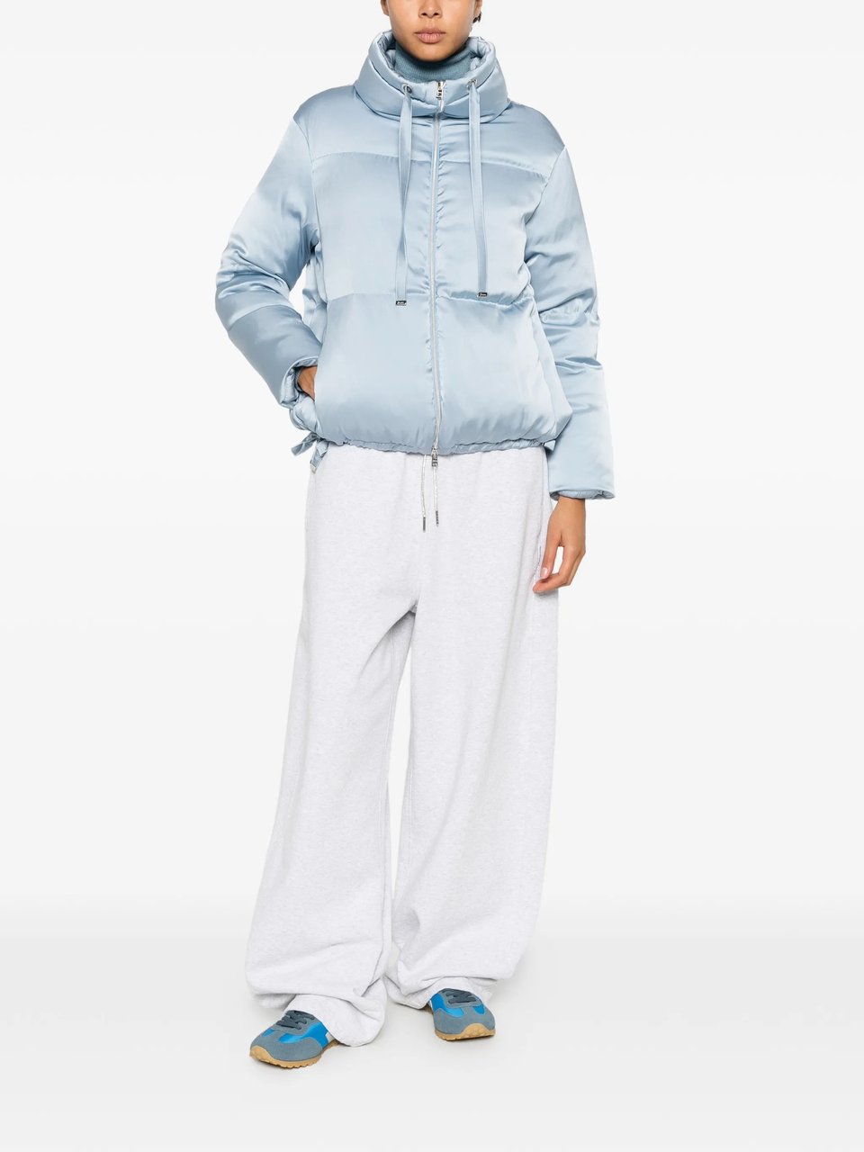 Herno Blue Shiny Finish Boxy Down Jacket Blauw
