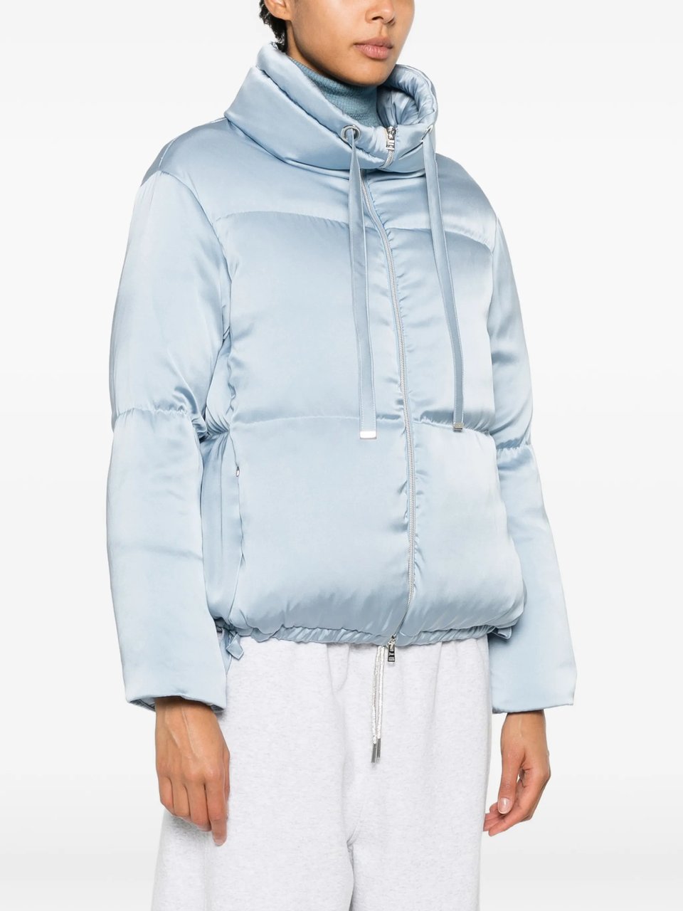 Herno Blue Shiny Finish Boxy Down Jacket Blauw