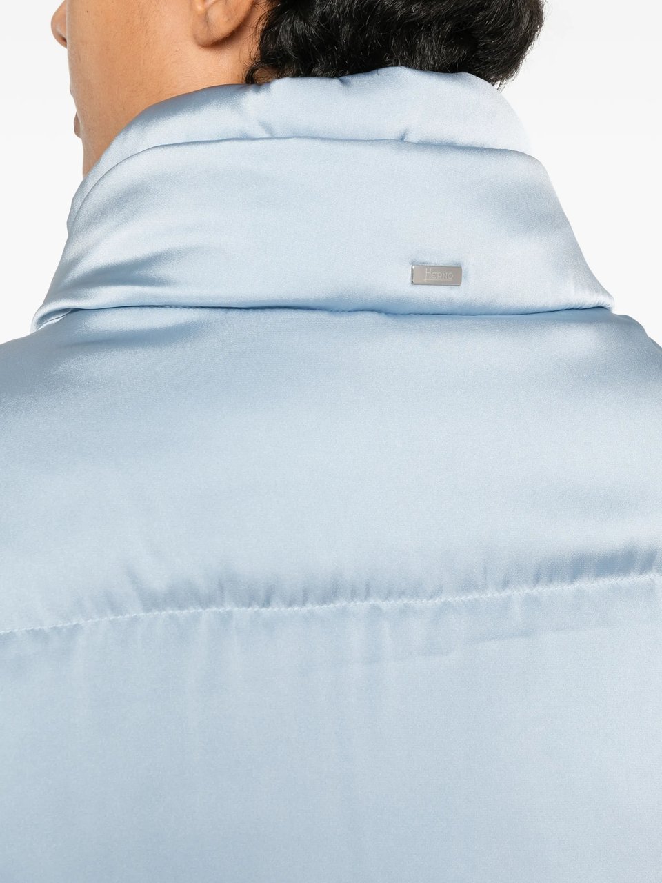 Herno Blue Shiny Finish Boxy Down Jacket Blauw