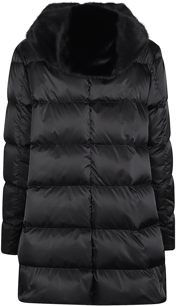 Herno A-sape Faux Fur Down Jacket Black Zwart
