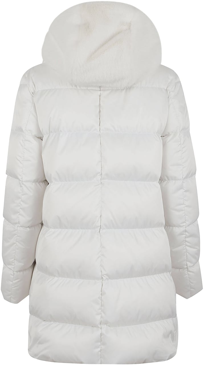 Herno HERNO A-SHAPE IN SATIN WITH FAUX FUR BIB Zwart