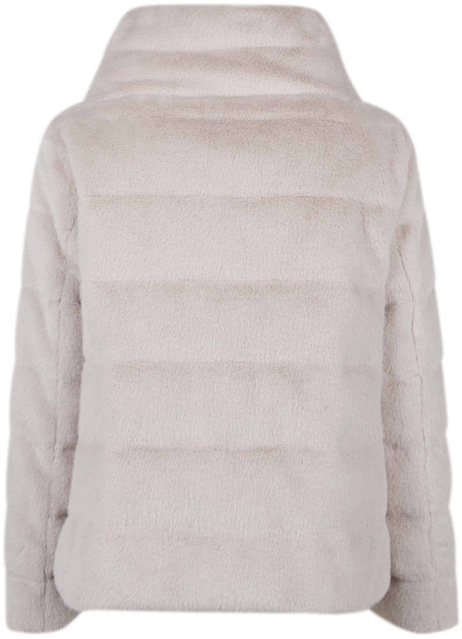 Herno Faux Fur Cape Down Jacket Nude & Neutrals Beige