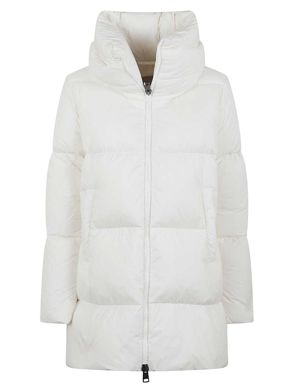 Herno High Collar Zip-Up Down Jacket Wit