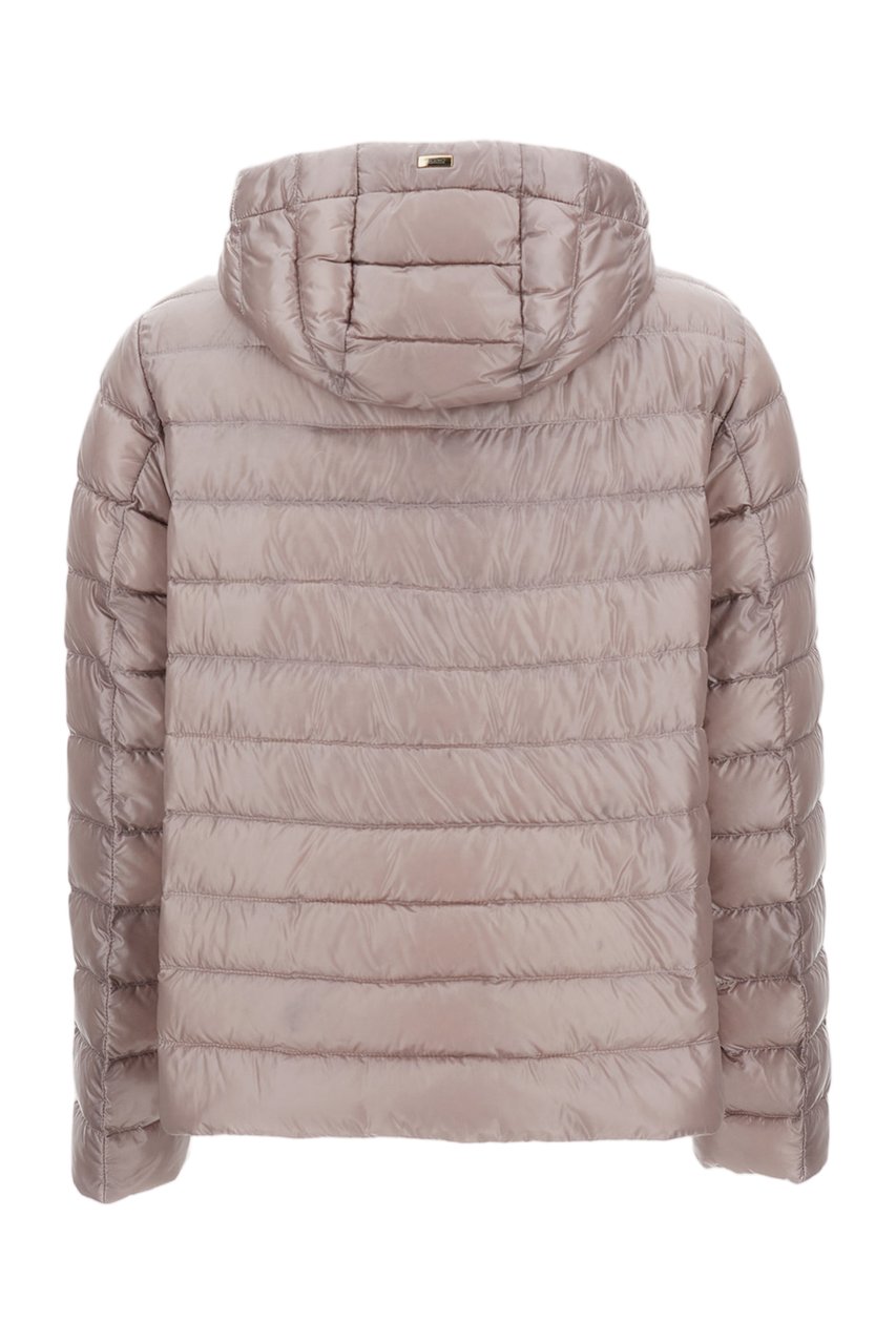 Herno Hooded Down Jacket With Quilted Design And Adjustable Drawstring Neutraal