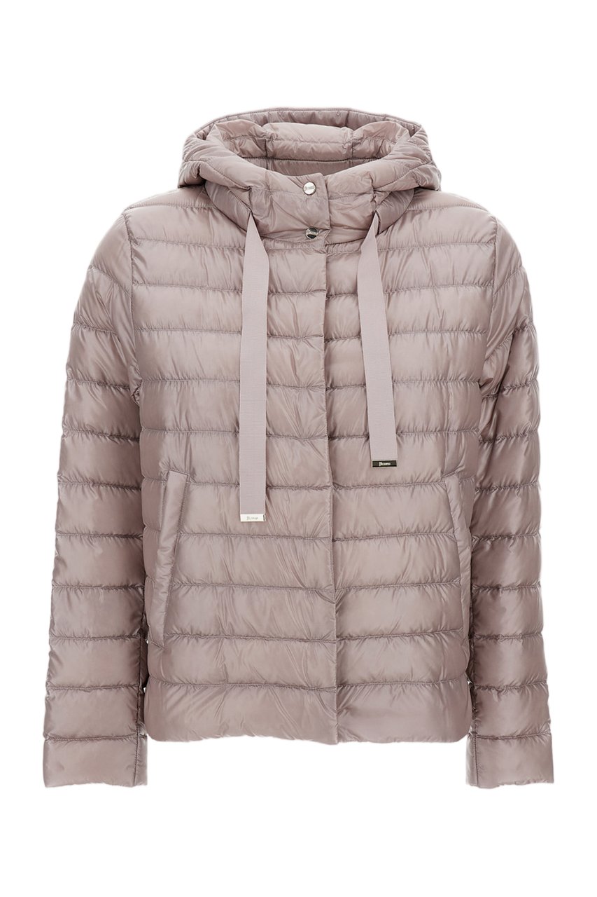 Herno Hooded Down Jacket With Quilted Design And Adjustable Drawstring Neutraal