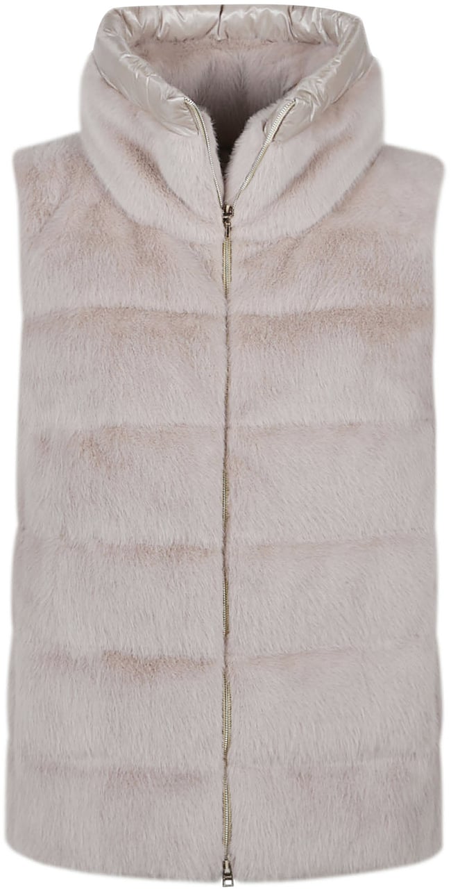 Herno Lady Faux Fur Down Vest Nude & Neutrals Beige