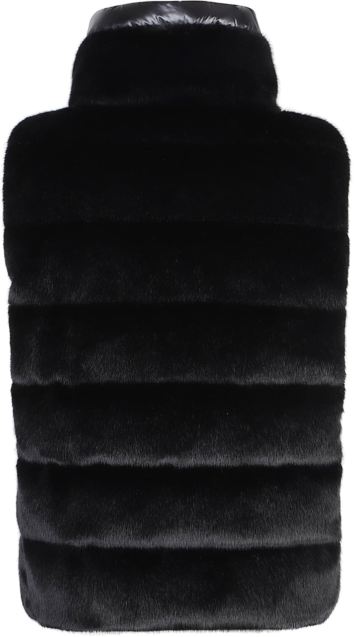 Herno Lady Faux Fur Down Vest Black Zwart
