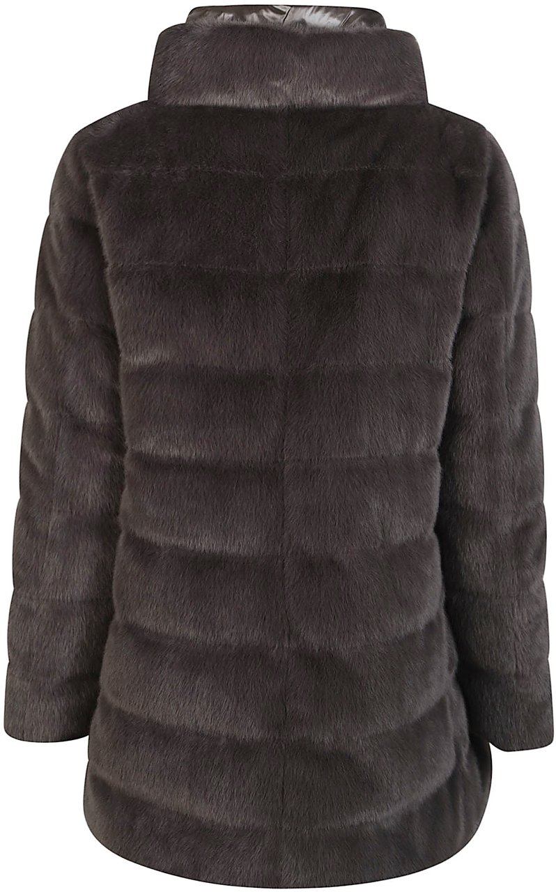 Herno A-shape Faux Fur Down Jacket Grey Grijs