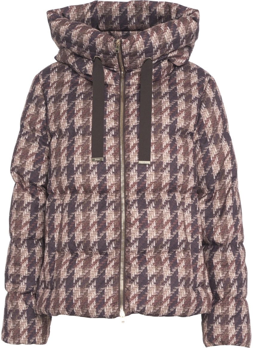 Herno Houndstooth puffer jacket Bruin