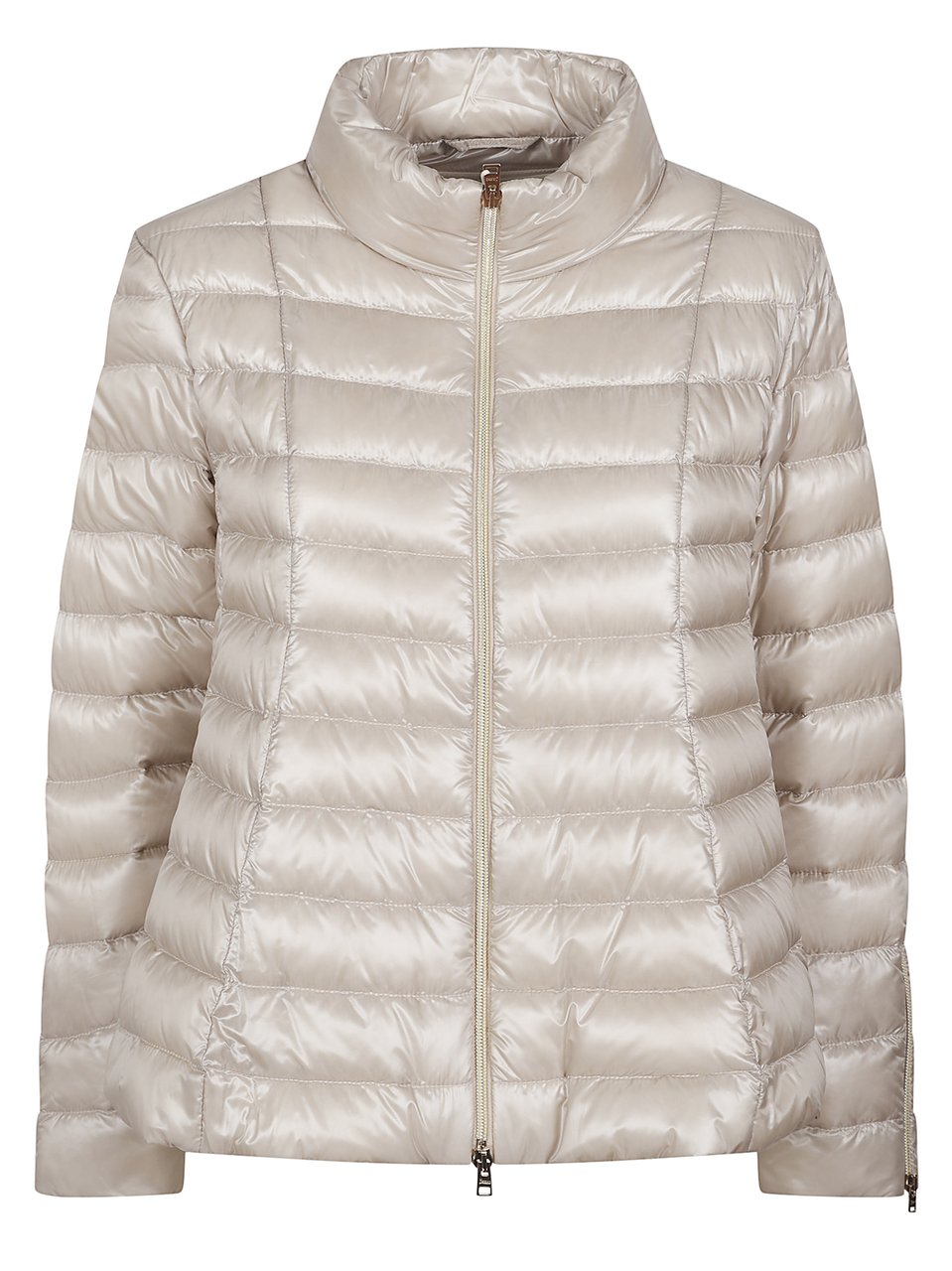 Herno Beige High Collar Nylon Down Jacket Grijs