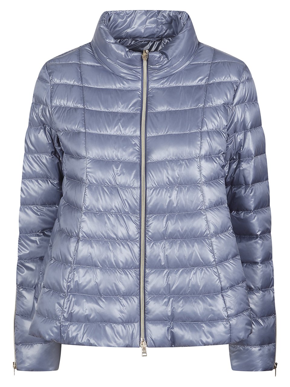 Herno Light Blue High Collar Nylon Down Jacket Blauw